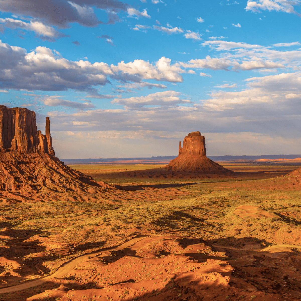 a view of a city at sunset